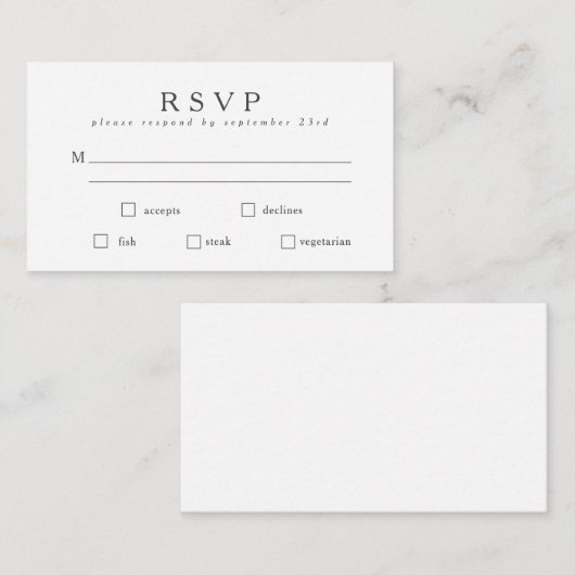 Carte de repas Budget de base classique noir blanc (Devant / Derrière)