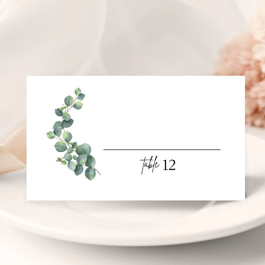 Carte de Repas Pliée Mariage Eucalyptus Rustique