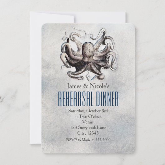 Carte de répétition de mariage Octopus Beach vinta (Devant)