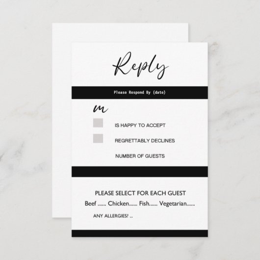 Carte de réponse (Devant / Derrière)