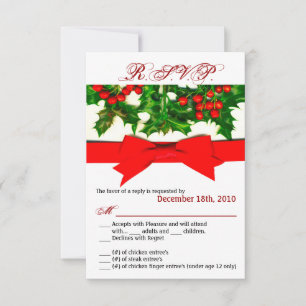 Carte de réponse 3,5x5 Baughs Holly Berry Noël