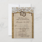 Carte de réponse 3,5x5 en burlap avec fer à cheval (Devant)