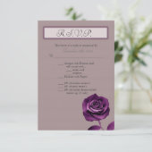 Carte de réponse 3,5x5 Fleur de rose violet (Debout devant)