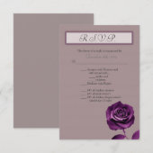 Carte de réponse 3,5x5 Fleur de rose violet (Devant / Derrière)