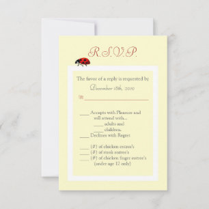 Carte de réponse 3,5x5 jaune et coccinelle