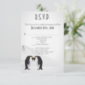 Carte de réponse 3,5x5 Manchots La vie durant Gris (Debout devant)