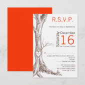 Carte de réponse 3.5x5 Mariage Arbre d'automne (Devant / Derrière)