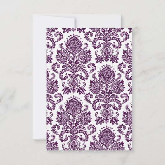 Carte de réponse 3,5x5 Mariage damassé violet prun (Dos)