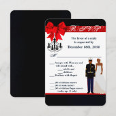 Carte de réponse 3.5x5 Marin Afro-Américain en uni (Devant / Derrière)