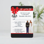 Carte de réponse 3.5x5 Marin Afro-Américain en uni (Debout devant)