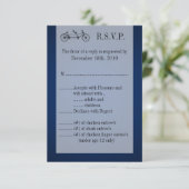 Carte de réponse 3,5x5 Navy double vélo (Debout devant)