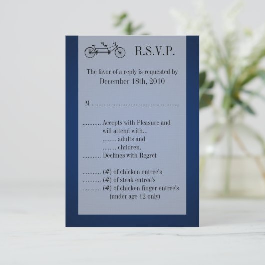 Carte de réponse 3,5x5 Navy Double Vélo (Debout devant)