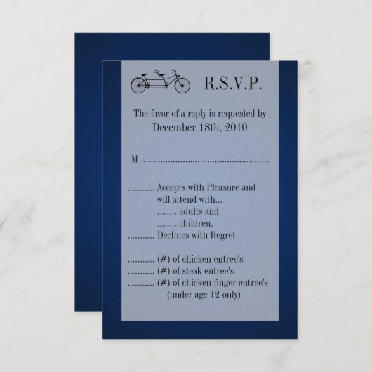 Carte de réponse 3,5x5 Navy double vélo (Devant / Derrière)
