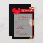 Carte de réponse 3,5x5 tenue de soirée marine bleu (Devant / Derrière)