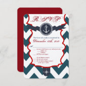 Carte de réponse 3,5x5 Thème nautique Ancre Bousso (Devant / Derrière)