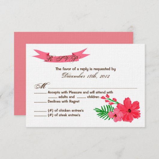 Carte de réponse 3 x 5 R.S.V.P. (Devant / Derrière)