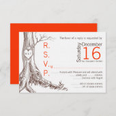 Carte de réponse 3 x 5 R.S.V.P. Arbre d'automne in (Devant / Derrière)