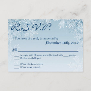 Carte de réponse 3 x 5 R.S.V.P. Crystal Snowflakes