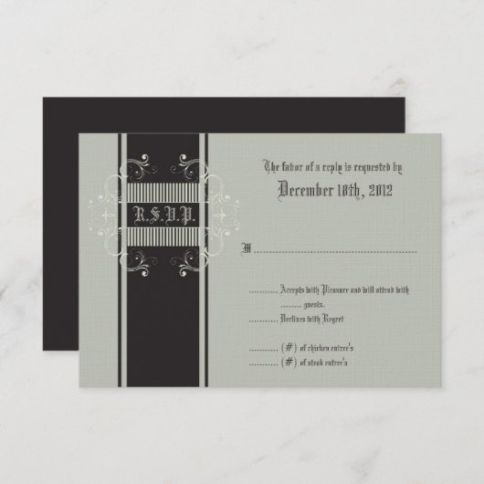 Carte de réponse 3x5 R.S.V.P. Black Cravate Affair (Devant / Derrière)