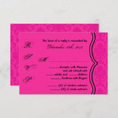 Carte de réponse 3x5 R.S.V.P. Black White Damask L (Devant / Derrière)