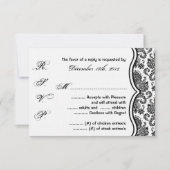 Carte de réponse 3x5 R.S.V.P. Black White Damask L (Devant)