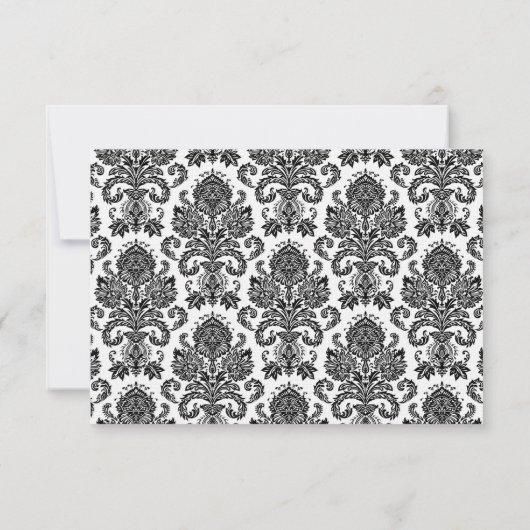 Carte de réponse 3x5 R.S.V.P. Black White Damask L (Dos)