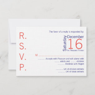Carte de réponse 3x5 R.S.V.P. Coral Navy Blue Name