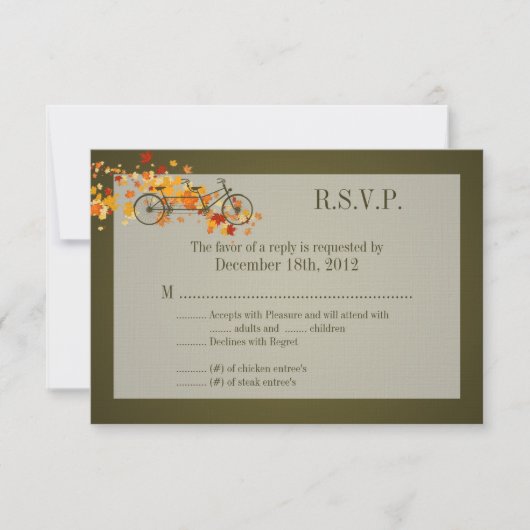 Carte de réponse 3x5 R.S.V.P. Double Vélo Brown (Devant)