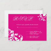 Carte de réponse 3x5 R.S.V.P. Folial rose chaud (Devant / Derrière)