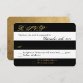 Carte de réponse 3x5 R.S.V.P. Grille moderne noir (Devant / Derrière)