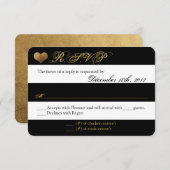 Carte de réponse 3x5 R.S.V.P. Grille moderne noir  (Devant / Derrière)