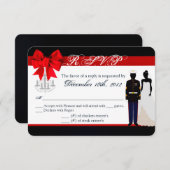 Carte de réponse 3x5 R.S.V.P. Marine Uniform Groom (Devant / Derrière)