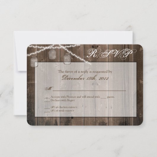 Carte de réponse 3x5 R.S.V.P. Mason Jar (Devant)