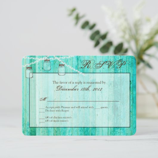 Carte de réponse 3x5 R.S.V.P. Mason Jar (Debout devant)