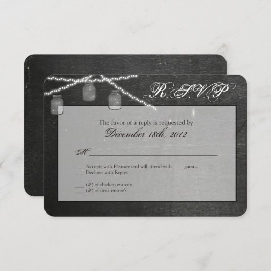Carte de réponse 3x5 R.S.V.P. Mason Jar (Devant / Derrière)