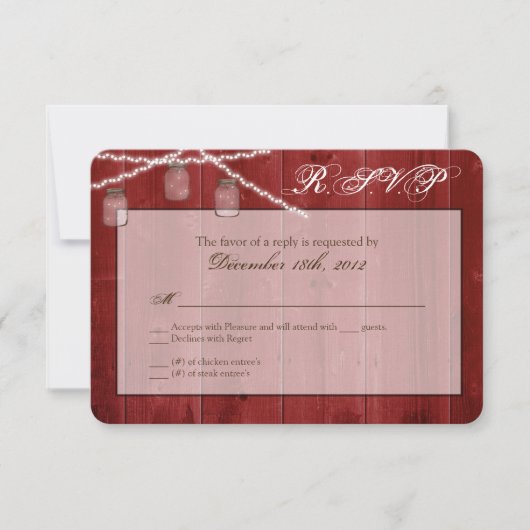 Carte de réponse 3x5 R.S.V.P. Mason Jar (Devant)