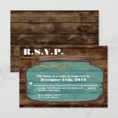 Carte de réponse 3x5 R.S.V.P. Mason Jar Wood Count (Devant / Derrière)