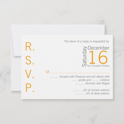 Carte de réponse 3x5 R.S.V.P. Nom gris jaune Chevr (Devant)