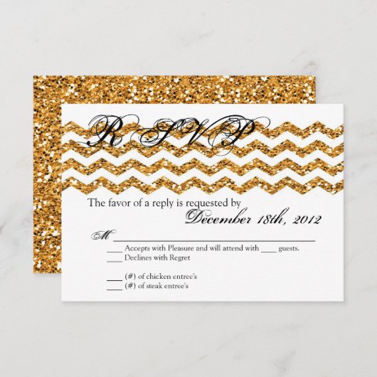 Carte de réponse 3x5 R.S.V.P. Parties scintillant (Devant / Derrière)