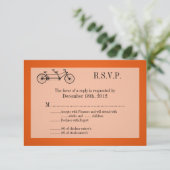 Carte de réponse 3x5 R.S.V.P. Vélo double orange (Debout devant)