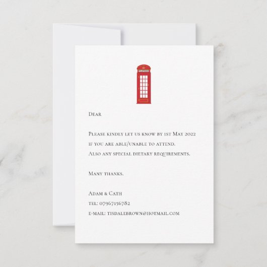 Carte de réponse 8,9 cm x 12,7 cm (Dos)