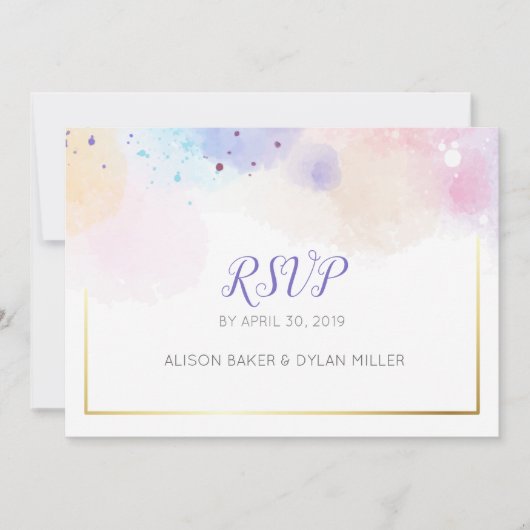 Carte de réponse à aquarelle colorée (Devant)