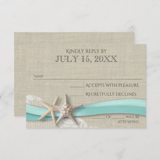 Carte de réponse à base de poisson et de dentelle (Devant / Derrière)