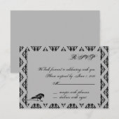 Carte de réponse à cadre gothique Corbeau noir (Devant / Derrière)