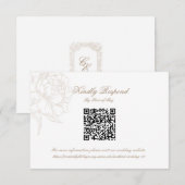 Carte de réponse à code QR floral classique avec c (Devant / Derrière)