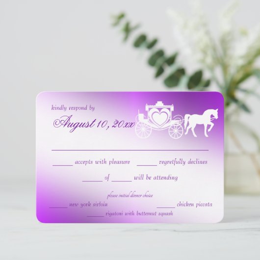 Carte de réponse à conte de fée violette enchanter (Debout devant)