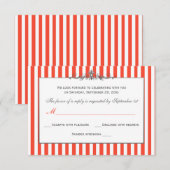 Carte de réponse à enroulement rayée orange, blanc (Devant / Derrière)