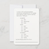 Carte de réponse à florale rose choix de repas mar (Dos)