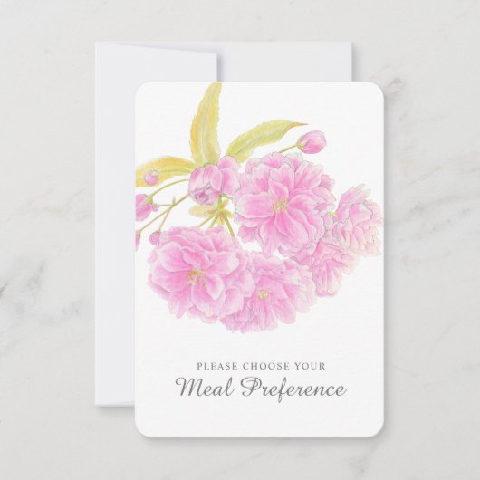 Carte de réponse à florale rose choix de repas mar (Devant)