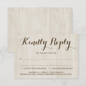 Carte de réponse à insérer sur invitation rustique (Devant / Derrière)